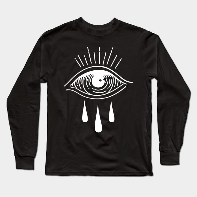 crying eye black and white Long Sleeve T-Shirt by themadesigns